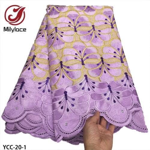 Latest Swiss Voile Lace Fabric 2021 High Quality African Lace Fabric Embrodiery Swiss Cotton Lace Fabric for Dress YCC-20