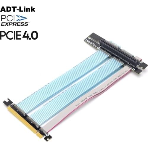 PCI-E x16 4.0 Riser Cable, ADT-Link PCI Express 4.0 Extension Cable, 90 Degree PCIE Extender Graphics Card Vertical Mount