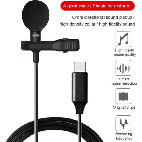 Mini Type-C Lapel Lavalier Clip-on Recording Microphone Mic for Huawei P10/20/30 Smartphone USB Micro