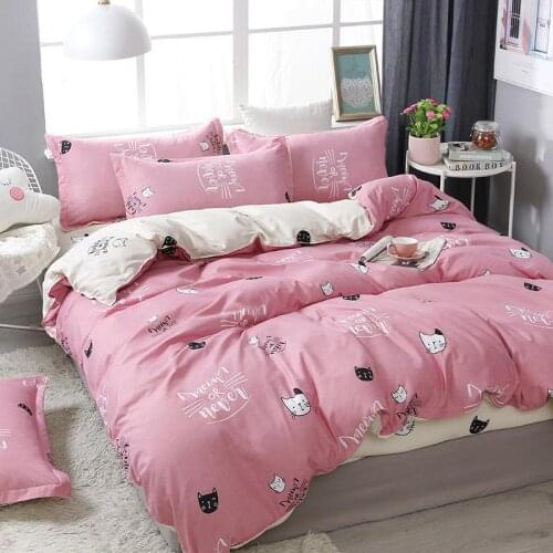 Cat bed linens Nordic cute comforter bedding sets pink duvet cover set quilt cover bed sheets set kids single queen king size