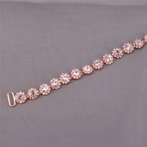 Rose Gold Crystal Headband Bride Bridesmaids Sash Bridal Belt with Rhinestones Wedding Dress Belt