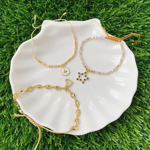 Gold-Plated Pig Nose Chain/Loose Beads Lucky String Bracelet Zircon Micro Heart Shape Enamel Pendant DIY Jewelry Wholesale