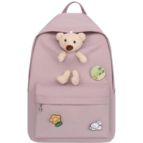 Hot sale Cute Women Backpack Cartoon Bear Large Capacity Casual Travel Backpacks For Teenagers Girls Nylon Cloth School Bag