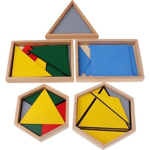 Educational Montessori Geometry Triangles Constructive Building Puzzle Game Mathematics Intellectual Development Toy for Kids