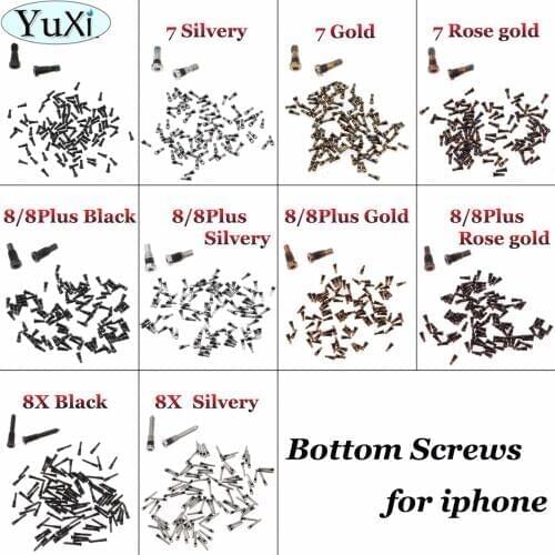 YuXi 2pcs/lot Back Cover Screw for iPhone 7 8 8Plus 8X New Bottom Dock Connector Five Star Pentalobe Screws