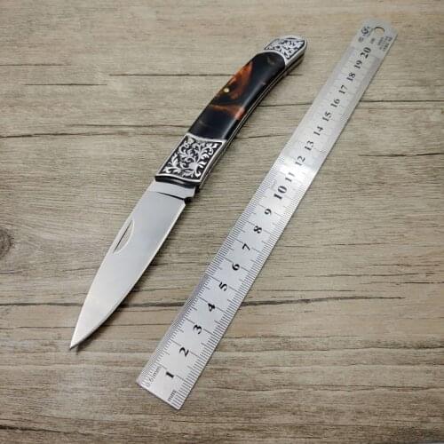 Stainless Steel Resin Handle EDC Folding knife Pocket Exquisite Gift Knife Fruit Knife Camping knife