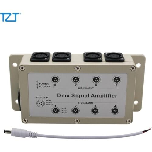 TZT 8 Channel DMX Signal Amplifier 1000V DMX512 Stage Light Controller For Decoder Laser Light