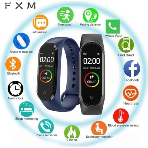 FXM M4 Men Women New Smart High Quality New Label Belt Sports Blood Pressure Heart Rate Monitor Watch Monitor Waterproof Fitness