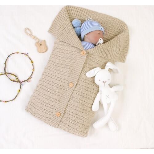 INS Nordic Newborn Knitted Sleeping Bag Baby Swaddle Thicken Warm Winter Infant Envelope Quilts Baby Stroller Sleeping Bag