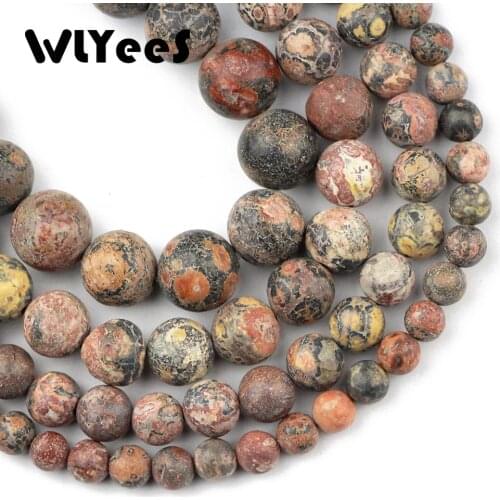 WLYeeS Natural Stone Red Leopard Stone Beads Round Loose Space Beads 4-12 mm Balls for Jewelry Bracelet Making DIY Handmade 15"