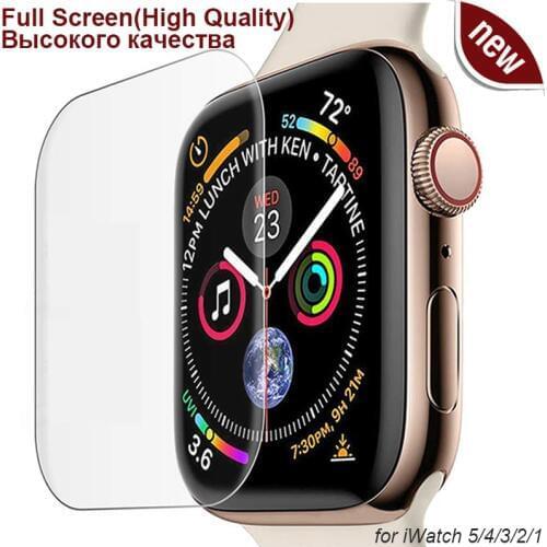 3D Full Curved Soft Tempered PET for Apple Watch Series 5 4 Ultra-thin Screen Protector for iWatch 38 40 42 44mm Not Glass