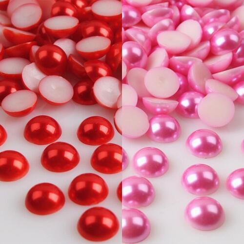 500g ABS Half Round Pearl Bead red 1.5/2/2.5/3/4/5/6/7/8/9/10/11/12mm DIY Jewelry Making Craft Pearls Clothing Accessories