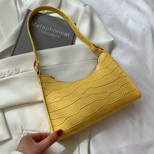 Ladies Fashion Luxury Crocodile Pattern Solid Color Dating Shoulder Hand Bag Retro Zipper Shopping Travel Mobile Baguette Purses