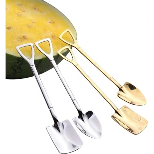 1PC Coffee Spoon Cutlery Set Stainless Steel Retro Iron Shovel Ice Cream Spoon Scoop Creative Spoon Tea-spoon Fashion Tableware