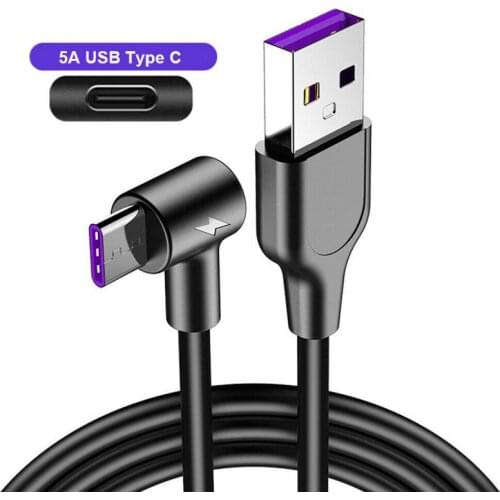 2M USB Type C Charger Data Cable Fast Charging for Huawei for Samsung Mobile Phone Charging Cable Elbow Charging Cable