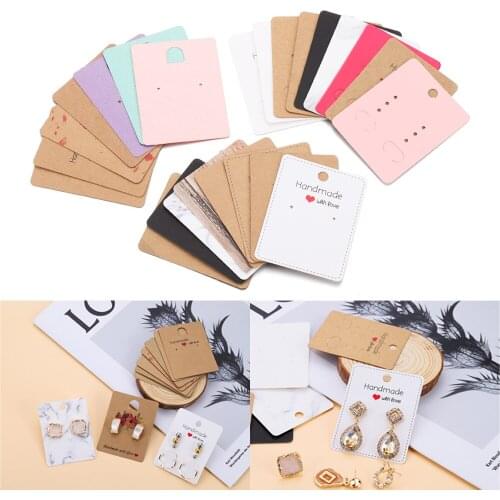 20Pcs 6.5*5cm 24 Styles Earring Holder Kraft Paper Necklace Display Cards Cardboard Hang Tag For Jewelry Display Organizing