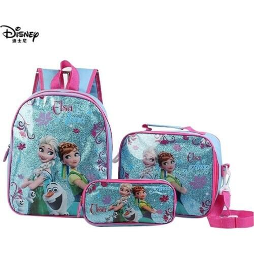 3pcs Disney princess children backpack Elsa bag pencil cartoon case Frozen girl boy gift bag for school student