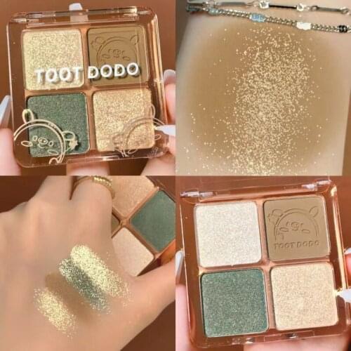 4 Color Eyeshadow Palette Avocado Green Shiny Matte Natural Daily Glitter Long Lasting Brighten Eyes Makeup Korean Cosmetic TSLM