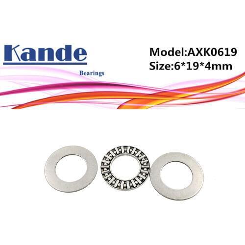 AXK0619 + 2AS 1PC Thrust Needle Roller Bearing With Two AS0619 Washers 6*19*4 mm Plane Thrust Needle Roller Bearing