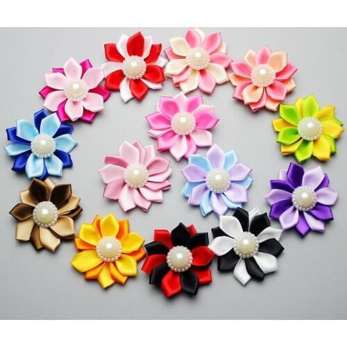 Double color Cute Pet Puppy Dog Cat Hair Bows hairpin Flowers Pearls Pet Grooming bows Accessories Product 20/50/100pcs