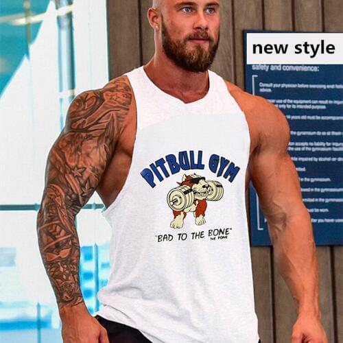 Brand Gym Clothing Fitness Men Tank Pitbull Gym Mens Bodybuilding Stringers Tank workout Singlet Sleeveless Shirt Running Vest