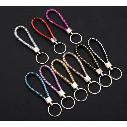 Woven leather rope key chain creative car key rope lovers bag pendant small gifts spot wholesale large priority key chain charm