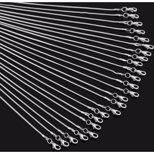 12 pcs Wholesale Width 1.2mm Length 40-60cm DIY Snake Chain Charms Link Necklace with Lobster Clasps for Jewelry Making