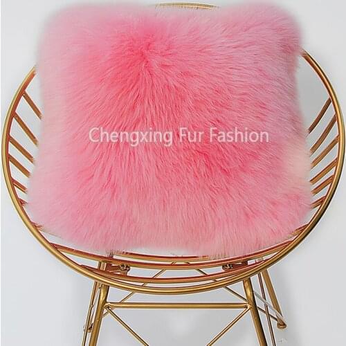 CX-D-155C Factory Sale Home Decor Plush Australia Sheepskin Cushion Case Real Lamb Fur Pillow Case