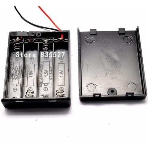 50pcs/lot 6 Volt battery Holder Four AAA Battery Box Case With ON / OFF power switch and cover 4 x AAA Black omniseal