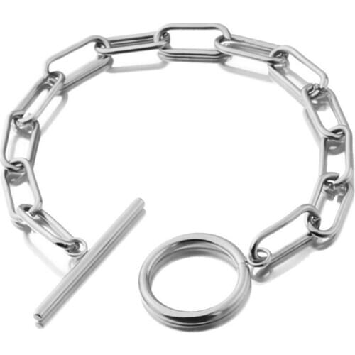 Doreen Box Stainless Steel Bracelets Gold Silver Color 18cm\21cm \23cm Long OT Bracelet For Women Men Jewelry Gifts, 1 Piece