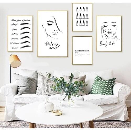 Nail Shop Background Wall Decorative Art Painting Modern Abstract Hand-Painted Figure Eyebrow Eyelash Poster Decorative Painting