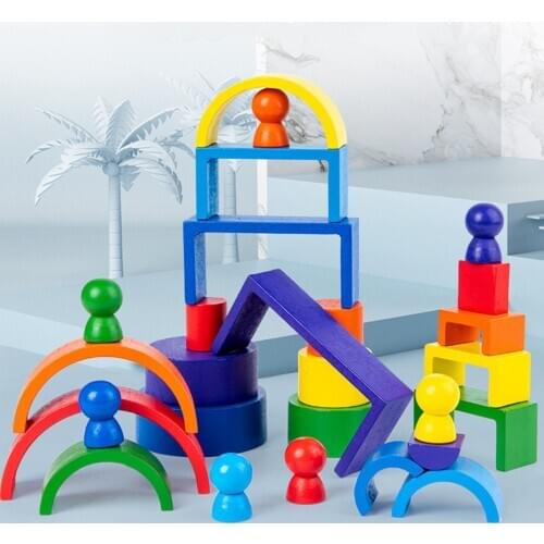 Montessori Toys Toddlers Wooden Building Blocks Parent-child Interactive Toy