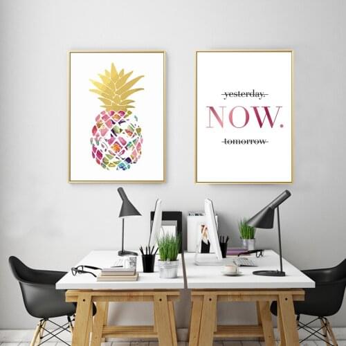 Colorful Pineapple Today Quotes Canvas Painting Modern Unframed Art Nordic Posters Pictures For Office Living Room Home Decor