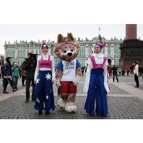Wolf Mascot Costume 2018 Russian World Cup Mascot Mascotte Costume Fancy Football Soccer Game Performance Dress Props