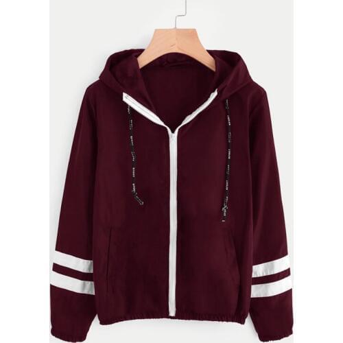 Women Girls Autumn Winter New Jacket Loose Thin Section Zipper Hooded Drawstring Long Sleeve Coat Jackets Dropshipping