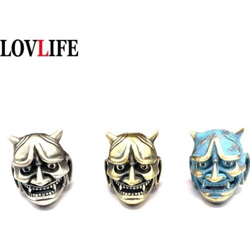 Brass Japanese Ghost Hannya Mask Beads Jewelry DIY Bracelet Keychains Knife Pendants Accessories Handmade Umbrella Rope Hangings