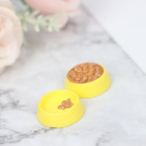 1/12 Scale Dollhouse Miniature Mini Pet Dog Food on Bowl Scene Accessories