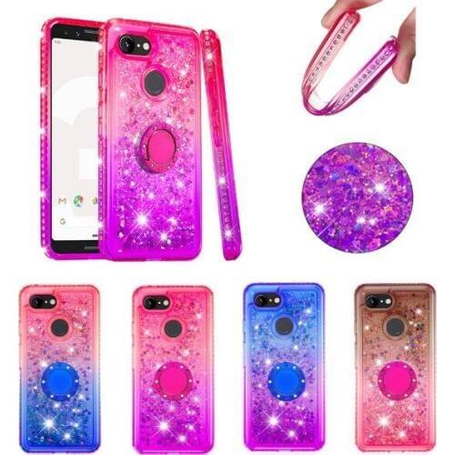 Fashion Rhinestone glittering Phone Case Cover For Google Pixel 3 XL Rotating Kickstand holder Phone Cases For Google Pixel 3