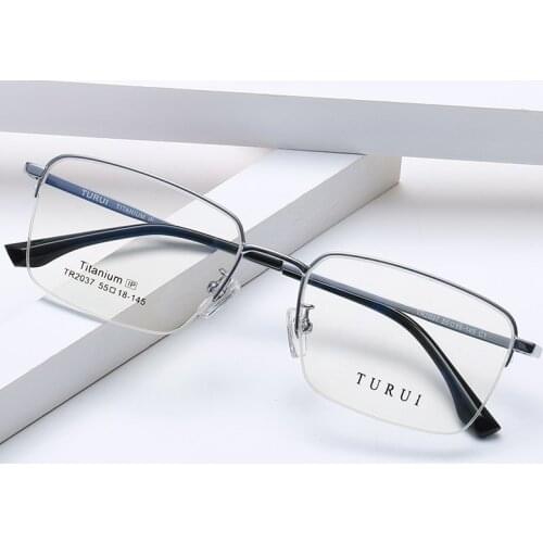 Men Titanium Half Frames Eyeglasses Male Business Style High Quality Super Light Weight Comfortable Eyewear