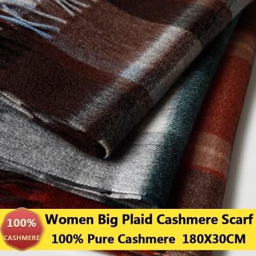 Men Plaid 100% Cashmere Scarf for Winter Warm Gradient Plaid Scarf Cashmere Long Blanket Big Cashmere Wool Pashmina Shawl
