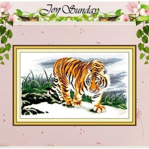King-Tiger Counted Cross Stitch 11CT Printed 14CT Handmade Cotton Cross Stitch animals Cross-stitch Kits Embroidery Needlework