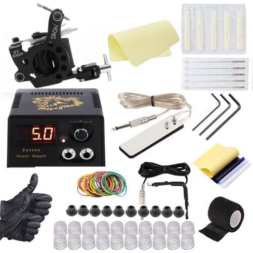 Tattoo coil machine Kit Rotary Tattoo Machine Set 8 Coils Wraps Machine Power Supply Makeup tattoo practice skin grip cover