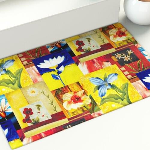 Floor Mat Retro Flowers and Women Area Rugs Kitchen Living Room Bedroom Bathroom Decoration Printed Large Carpet Nostalgia