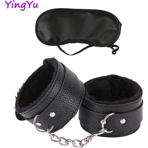 2pcs/set PU Leather Sex Handcuffs with Eye Mask Sex Toys for Couples Adult Games Slave Bondage Restraints Erotic Accessories