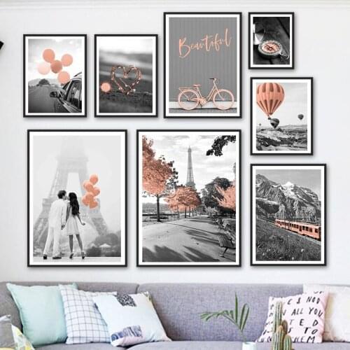 Paris Tower Sky Balloon Hot Air Balloon Wall Art Canvas Painting Nordic Posters And Prints Wall Pictures For Living Room Decor