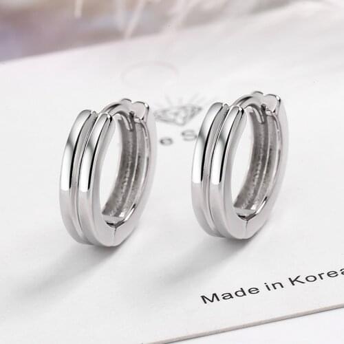 New Trendy 925 Silver Earrings for Women Girl Simple Small Double Layer Round Circle Hoop Earring Fashion Birthday Party Jewelry