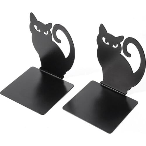New 1 Set Hollow-out Persian Kitten Bookends Metal Book Ends for Home Office Book Shelf Holder Home Decorative Book Stoppers