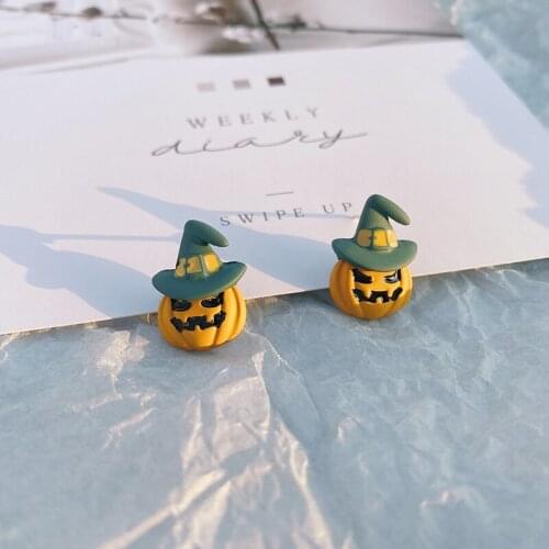 2021 New Plated Halloween Pumpkin Head Earrings for Woman Fun Halloween Orange Pumpkin Head Earrings Jewelry Wholesale