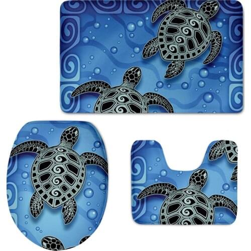2021 New Overcoat Toilet Seat Cover Hawaii Sea Turtle Printed Bathroom Accessories Washable Floor Rugs Carpets Bath Mat 3pcs/Set