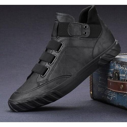 Autumn New Mens Fashion Boots British Black High Top Shoes Men Wear-resisting Loafers Designer Leisure Vulcanized shoes